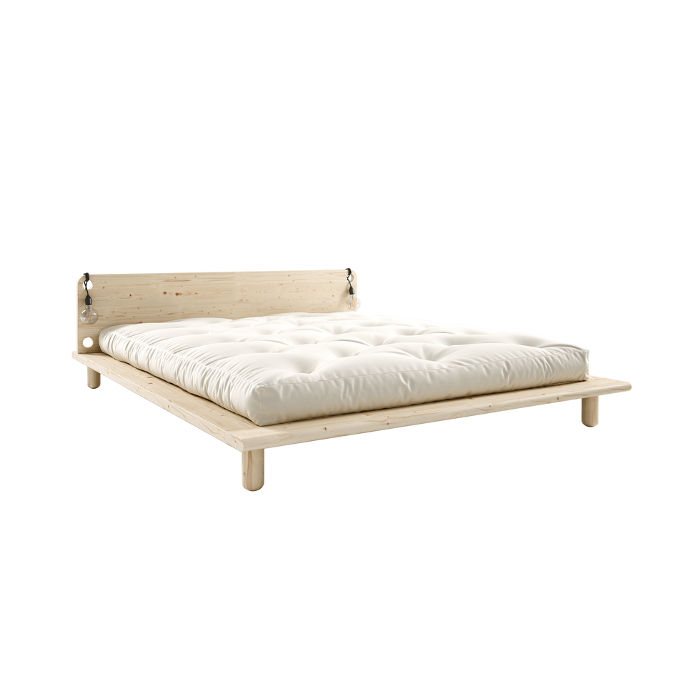 PEEK BED CLEAR LACQUERED 180 X 200 W. 2 BED LAMPS
