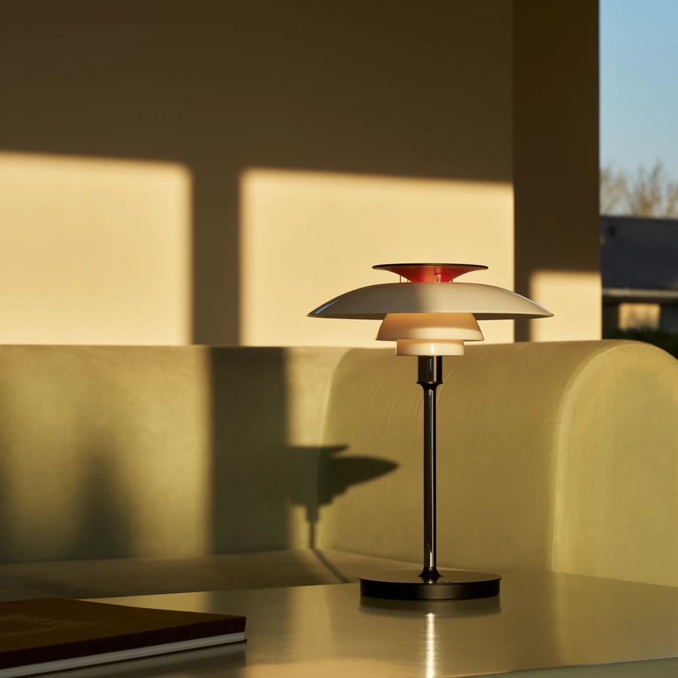 PH 80 Portable Table Lamp -  Opal white/high lustre chrome plated