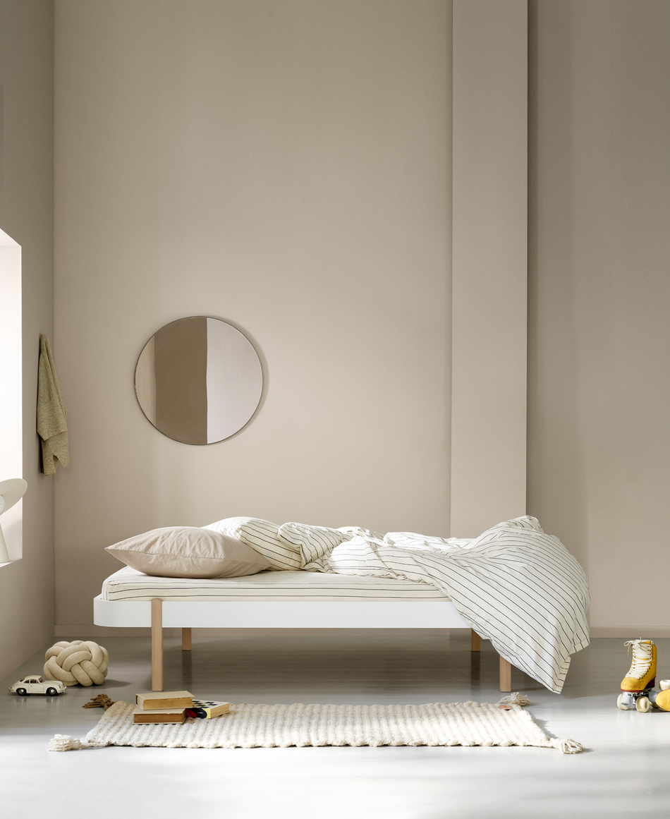 Wood Lounger bed 120, white/oak