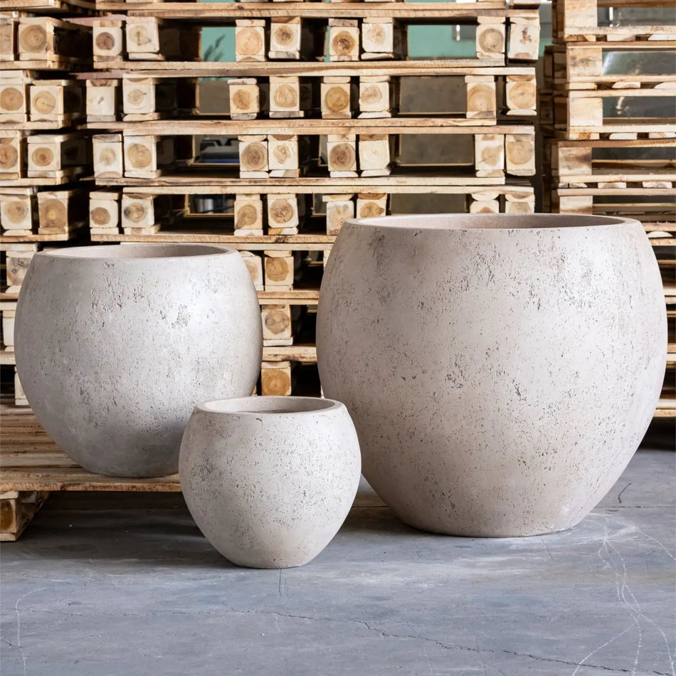 Orbello | Truffle – 55cm Large Concrete Sphere Planter – 82L Round Plant Pot