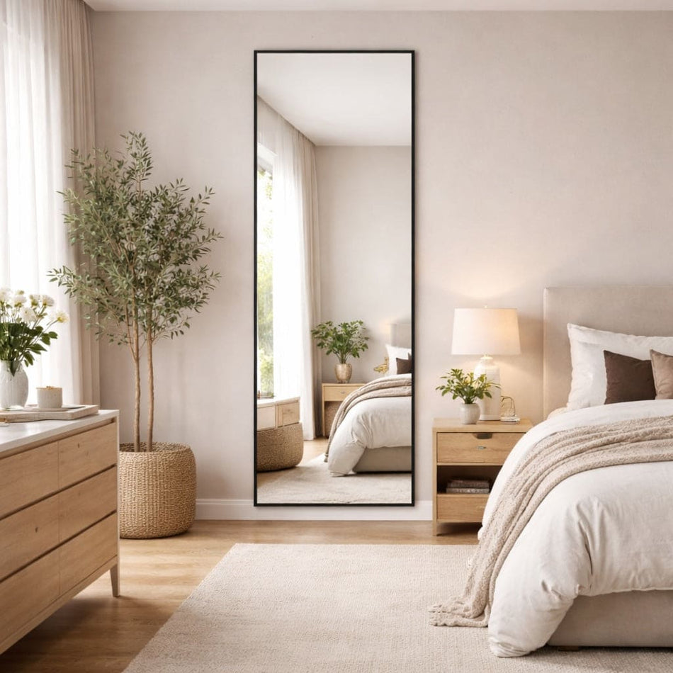 Takara - Full Length Leaner Black Metal Rectangle Mirror - 180cm x 60cm