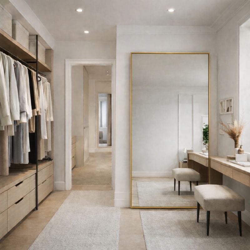 Takara - Full Length Leaner Gold Metal Rectangle Mirror - 180cm x 90cm