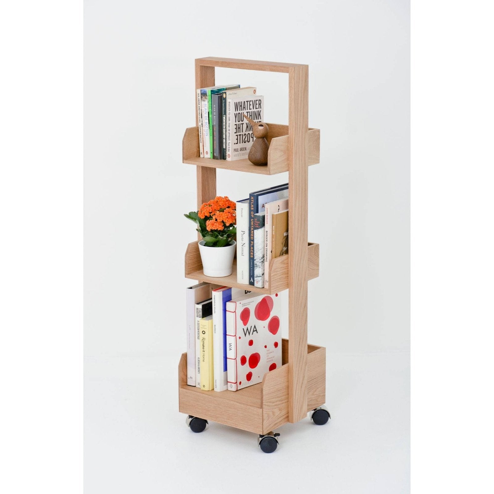 Wireworks - Mini Bookie Roller Shelf - Oak - Skandium London