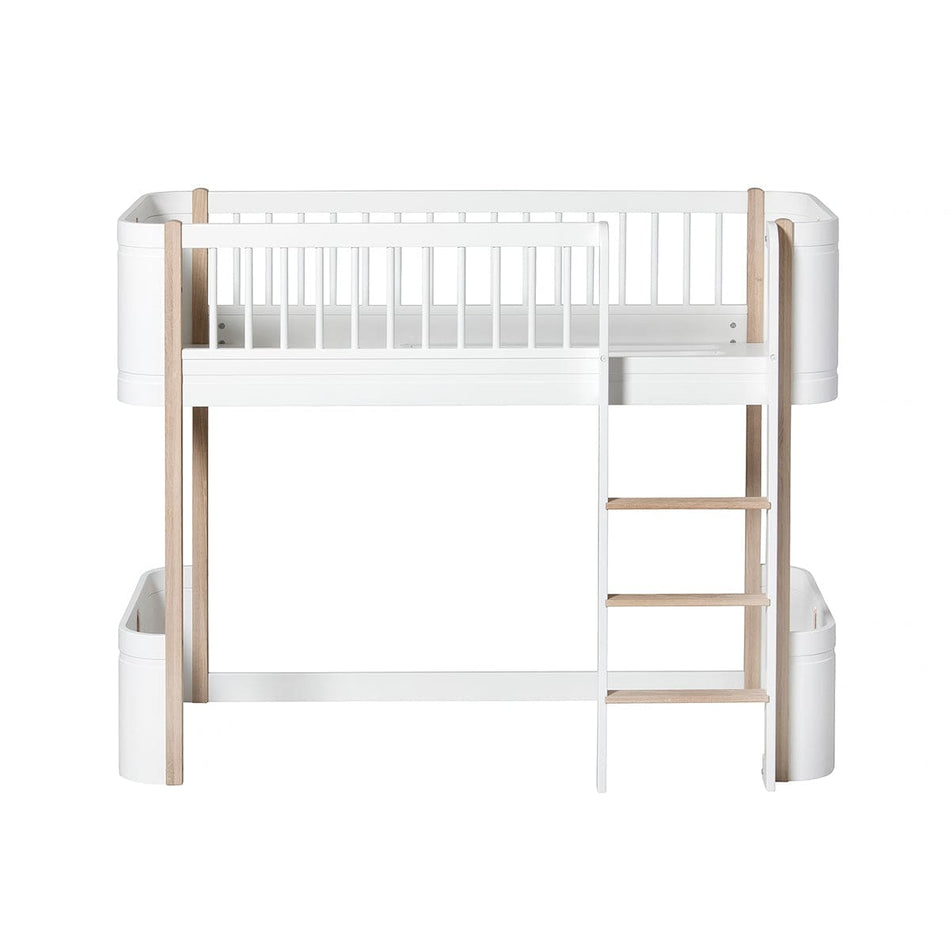 Mini + low loft bed - White/oak | Oliver Furniture | Skandium London