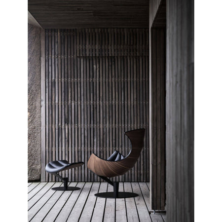 Bruunmunch - Lobster Lounge Chair - Walnut, Satin Chrome Base - Skandium London
