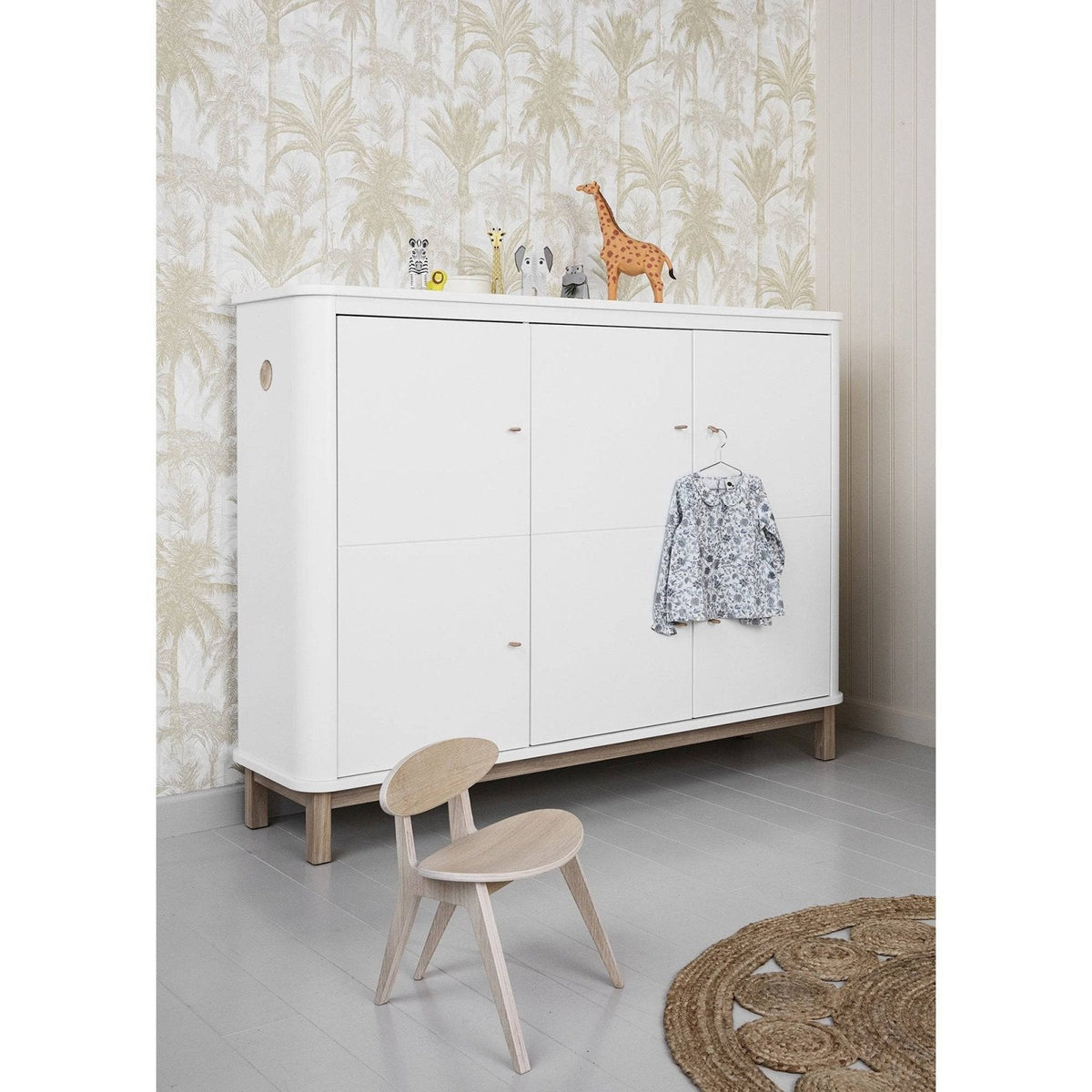 Oliver Furniture - Multi cupboard with 3 doors, white/oak - Skandium London