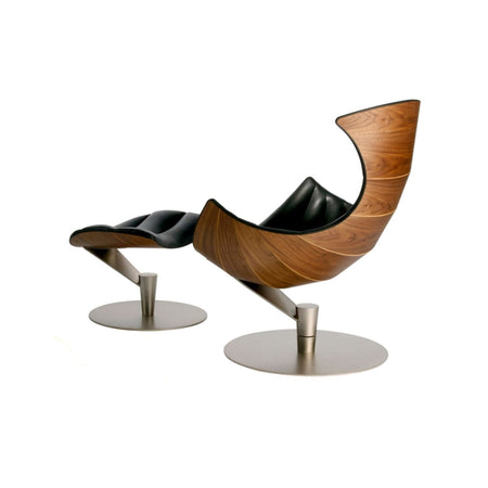 Bruunmunch - Lobster Lounge Chair - Walnut, Satin Chrome Base - Skandium London